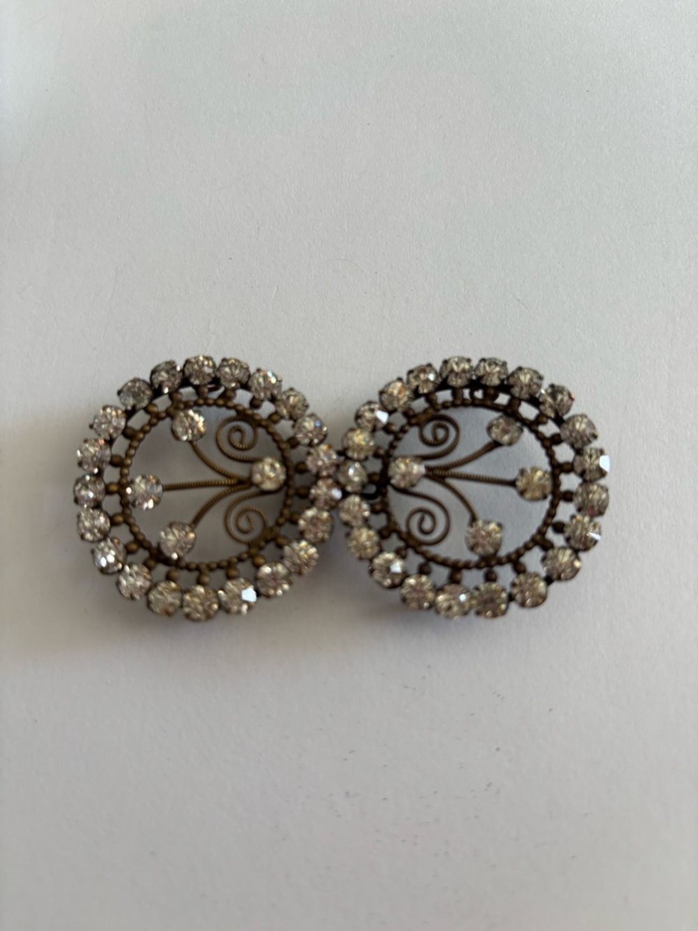 Vintage czechFiligree and rhinestone Round belt buckle